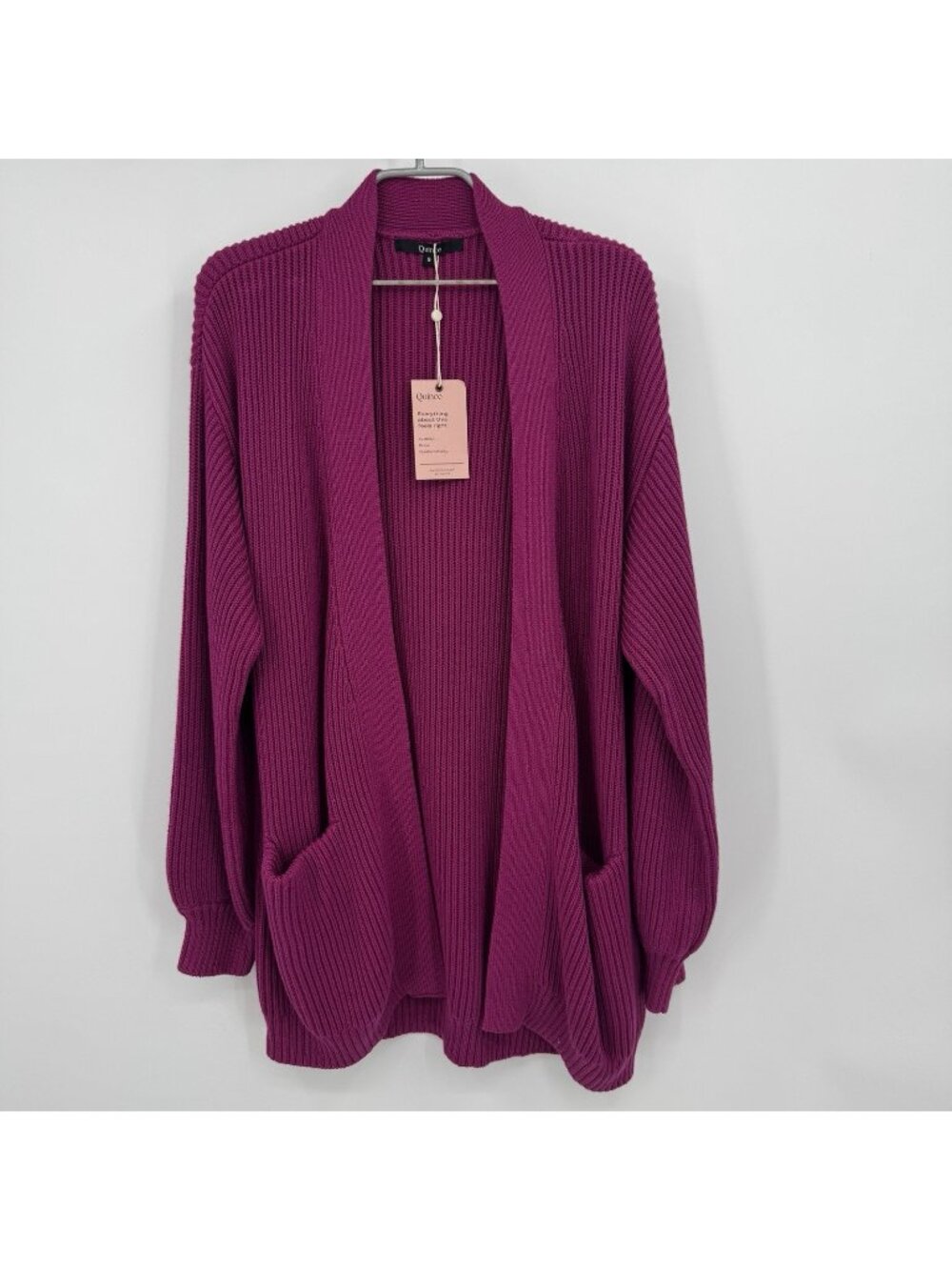 Quince Organic Cotton Oversized Cardigan Sweater in Plum size S Open Front NWT